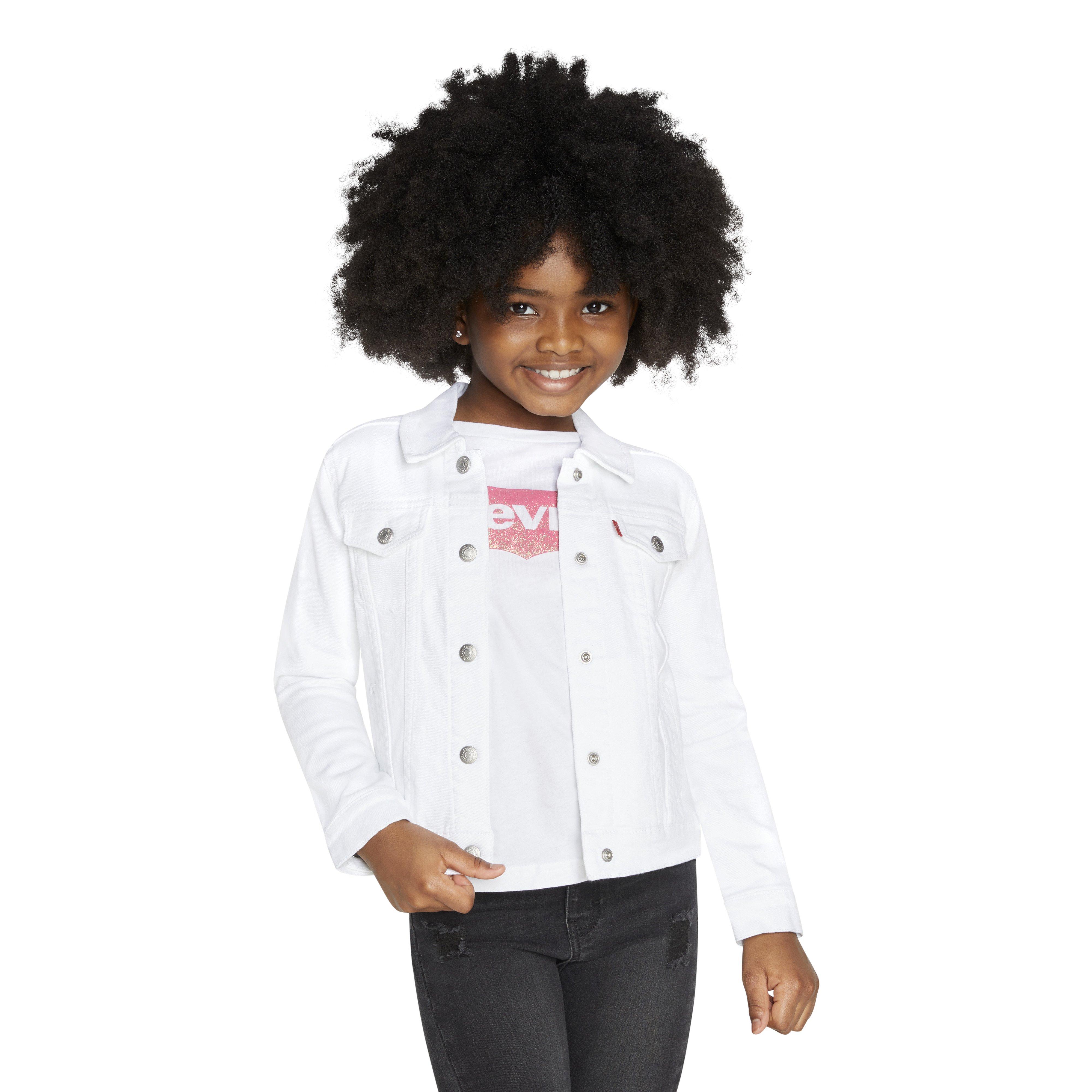 Levi's Little Girls' Trucker Style Wash Denim Jacket - White - WHITE